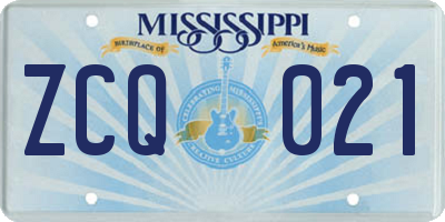 MS license plate ZCQ021