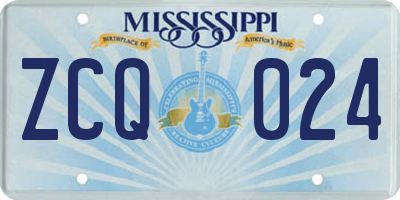 MS license plate ZCQ024