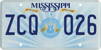 MS license plate ZCQ026