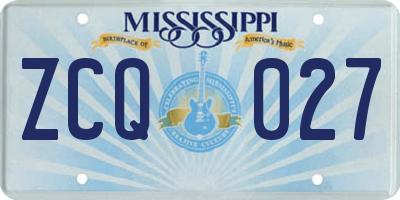 MS license plate ZCQ027