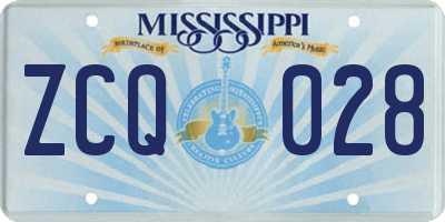 MS license plate ZCQ028