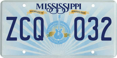 MS license plate ZCQ032