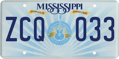 MS license plate ZCQ033