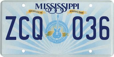 MS license plate ZCQ036