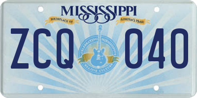 MS license plate ZCQ040