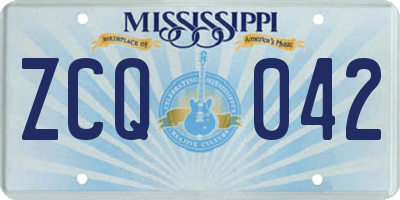MS license plate ZCQ042