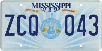MS license plate ZCQ043