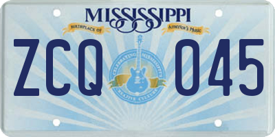 MS license plate ZCQ045