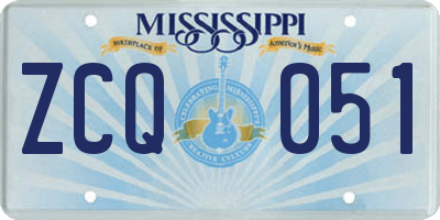 MS license plate ZCQ051