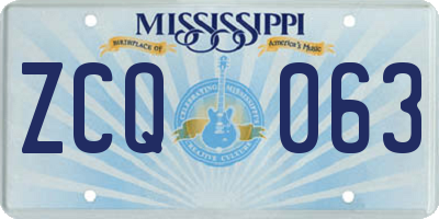 MS license plate ZCQ063