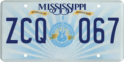 MS license plate ZCQ067