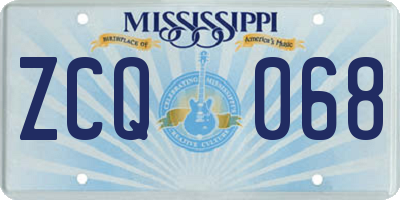 MS license plate ZCQ068