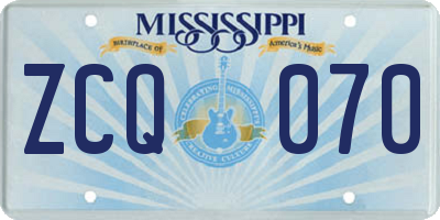 MS license plate ZCQ070
