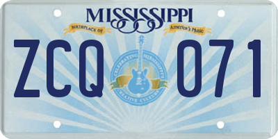 MS license plate ZCQ071