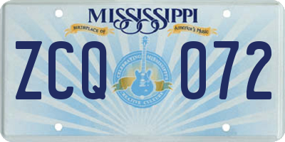 MS license plate ZCQ072