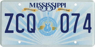 MS license plate ZCQ074