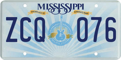 MS license plate ZCQ076