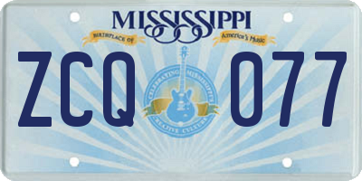 MS license plate ZCQ077