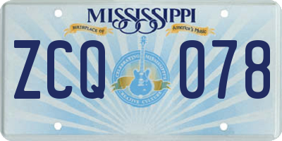 MS license plate ZCQ078