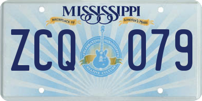 MS license plate ZCQ079