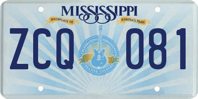 MS license plate ZCQ081