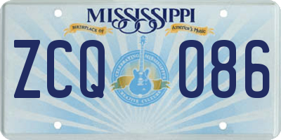 MS license plate ZCQ086