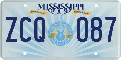 MS license plate ZCQ087