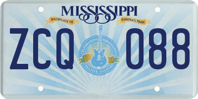 MS license plate ZCQ088