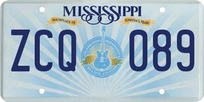 MS license plate ZCQ089