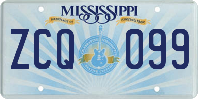 MS license plate ZCQ099