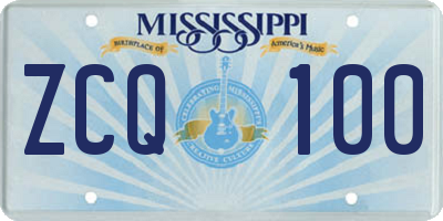 MS license plate ZCQ100