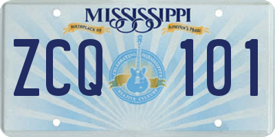 MS license plate ZCQ101
