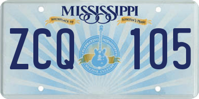 MS license plate ZCQ105