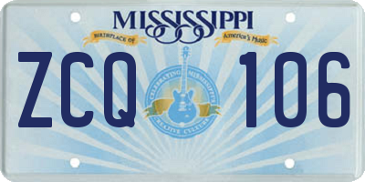 MS license plate ZCQ106