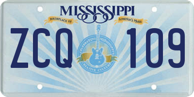 MS license plate ZCQ109