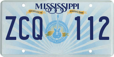 MS license plate ZCQ112