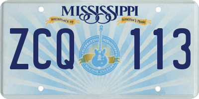 MS license plate ZCQ113