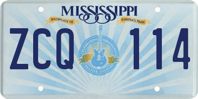 MS license plate ZCQ114