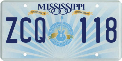 MS license plate ZCQ118