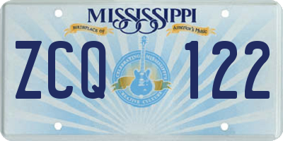 MS license plate ZCQ122