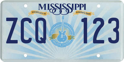 MS license plate ZCQ123