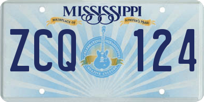 MS license plate ZCQ124
