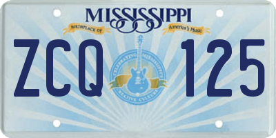 MS license plate ZCQ125