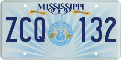 MS license plate ZCQ132