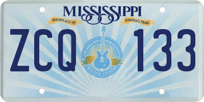 MS license plate ZCQ133