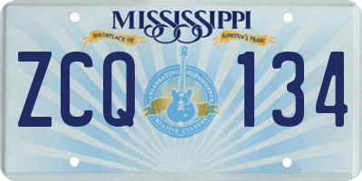 MS license plate ZCQ134