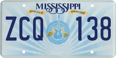 MS license plate ZCQ138