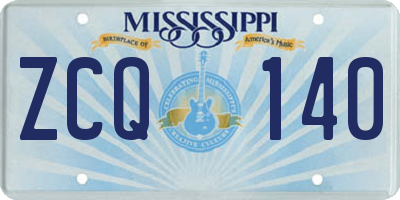 MS license plate ZCQ140