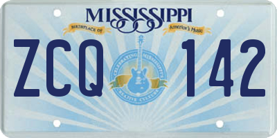 MS license plate ZCQ142