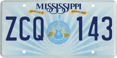 MS license plate ZCQ143